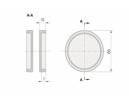 Technický výkres okrúhleho tesniaceho krúžku s rozmermi 65 krát 10 milimetrov