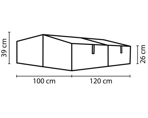 "Obrázok rozmerov skleníka: 100 cm, 120 cm dĺžka