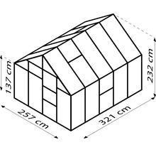 Skleník Vitavia Meridian 1 8300 sklenený 3 mm 257x321 cm zelený