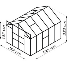 Skleník Vitavia Meridian 2 8300 sklenený 3 mm 257x321 cm zelený