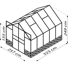 Nákres skleníka s rozmermi