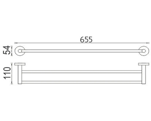 Technický výkres držiaka na uteráky s rozmermi