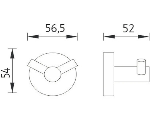 Technický nákres háčika na kabáty s rozmermi