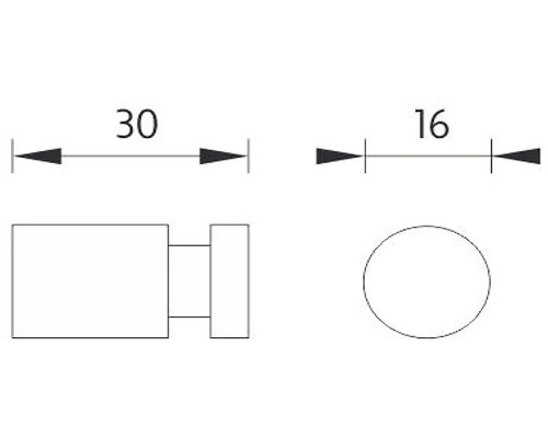 Technický nákres s rozmermi 30 a 16