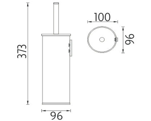 Technický nákres sady WC kefy s rozmermi