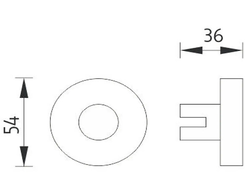 Technický výkres rozety s rozmermi 54 a 36
