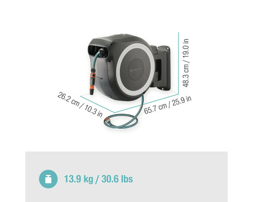 Box na hadicu Gardena s rozmermi 26,2 cm x 65,7 cm x 48,3 cm