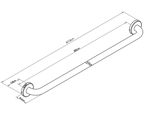 Technický nákres madla s rozmermi